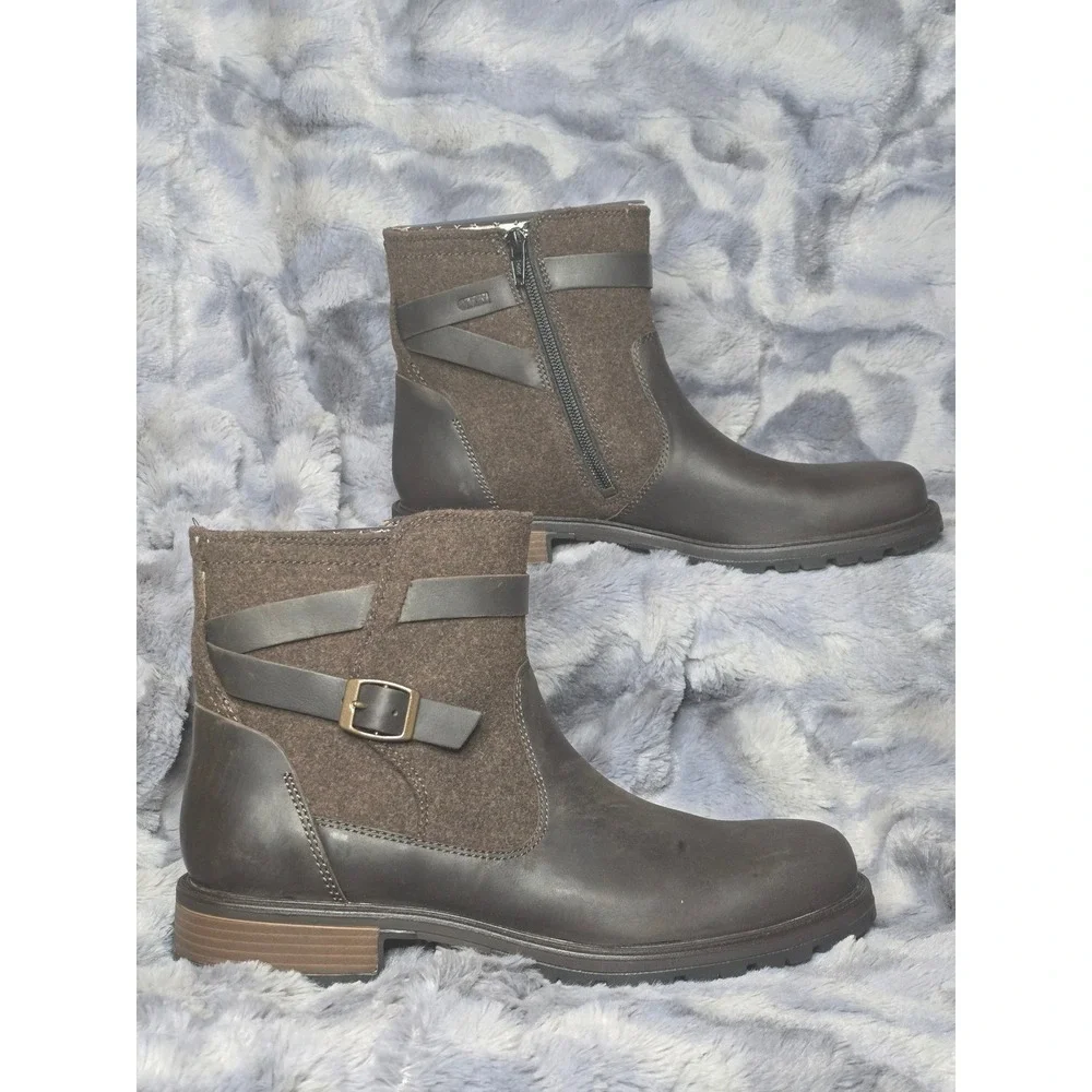 NWB Merrell‎ Legacy Buckle WP Ankle Boots Womens 9.5M Brown Wool Blend Leather